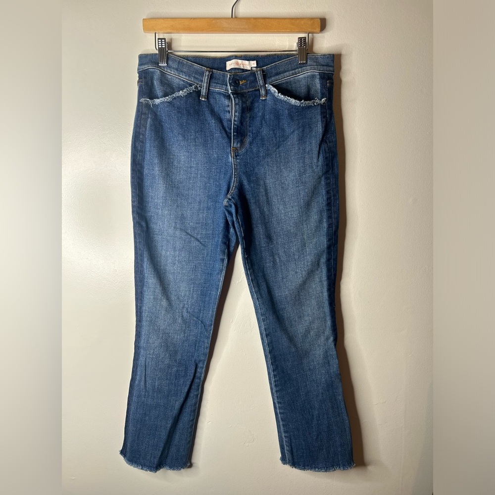 TORY BURCH Cropped Ankle Denim Jeans in Blue Wash